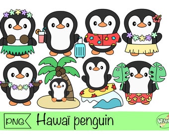 penguin clipart penguin summer clip art hawaii holiday vacation penguin sticker animal on vacation cricut file  printable penguin summer png