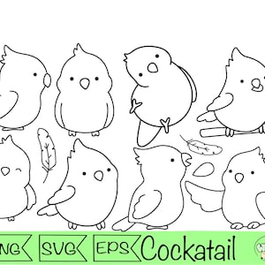 linda cacatúa clipart svg sello lindo pájaro garabato svg parkeet clip art diseño pájaro pegatina cacatúa svg pájaro png kawaii periquito png svg