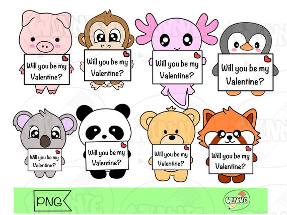 Cute Kawaii Animal Stickers for Valentine's Day