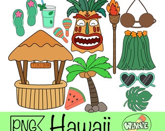 hawaii clipart tropical beach png beach party sticker digital planner bullet journal hawaii theme design summer beach print tikki bar