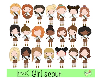 girl scout clipart brownie girl scout png sticker printable digital cartoon design scouting brownie troop bullet journal planner sticker