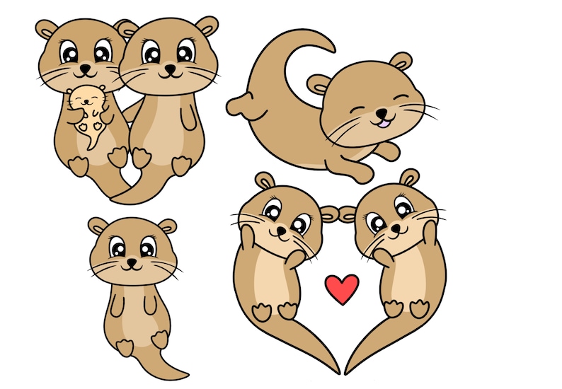 Otter Svg Clipart Cute Otter Clip Art Png Sticker Otters - Etsy