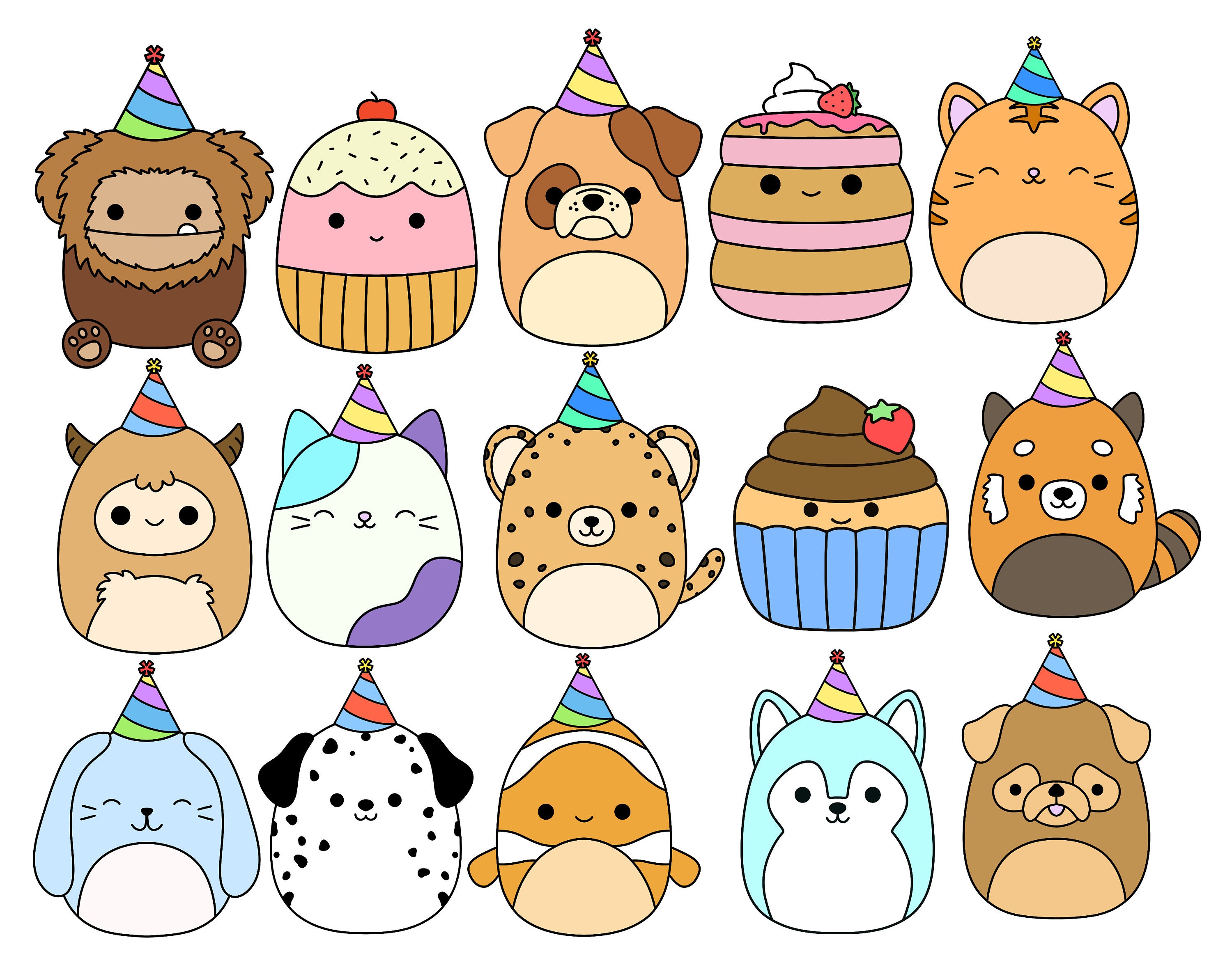 Squishmallow Clipart Birthday Squishmallow Svg Squishy Stickers Smooshy ...