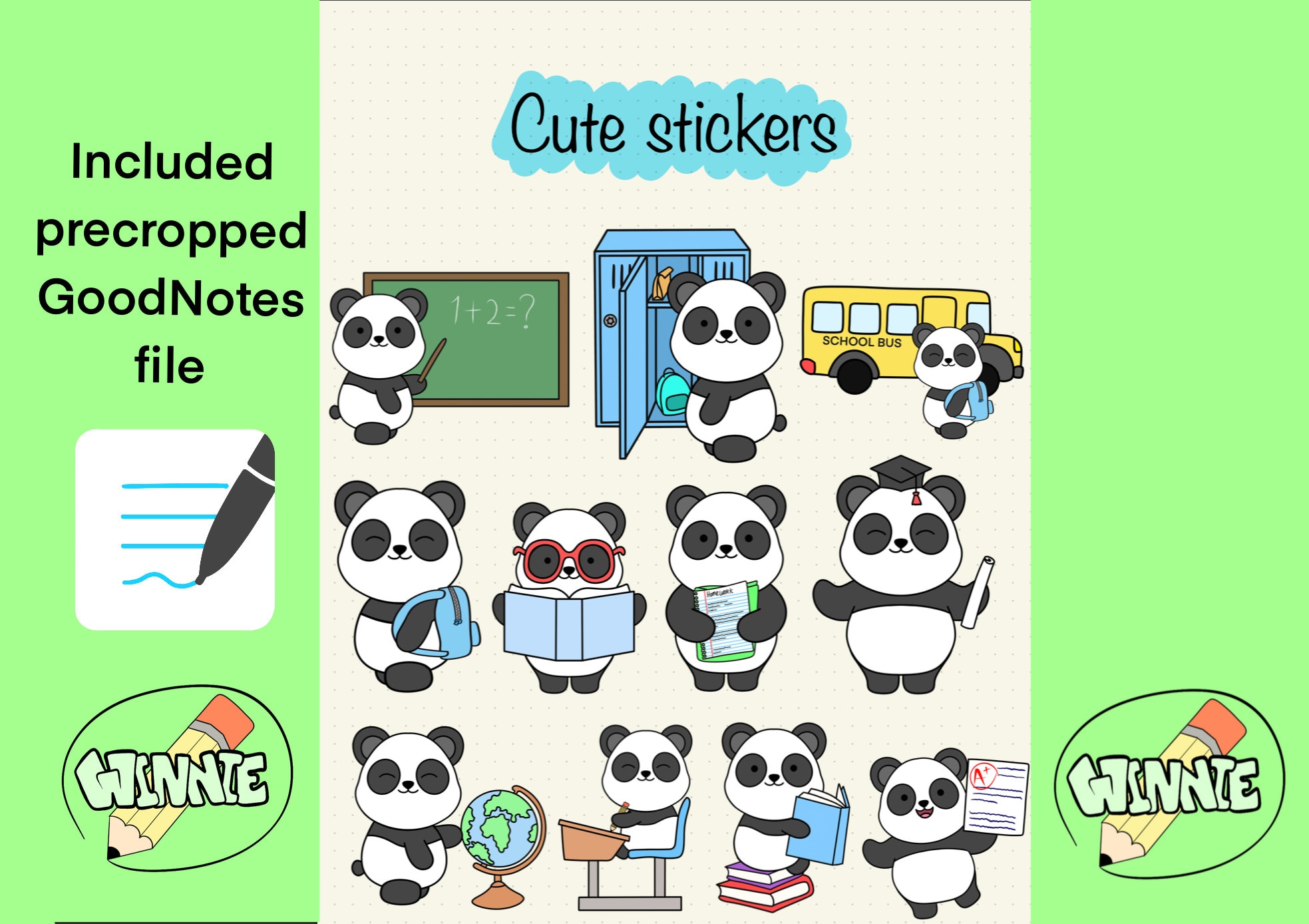 500Pcs Leuke Dier Panda Label Stickers Roll 2.5Cm Leuke Panda Label Stickers Voor Envelop Moedig Lof Beloning Student Werk Briefpapier Seal Lable