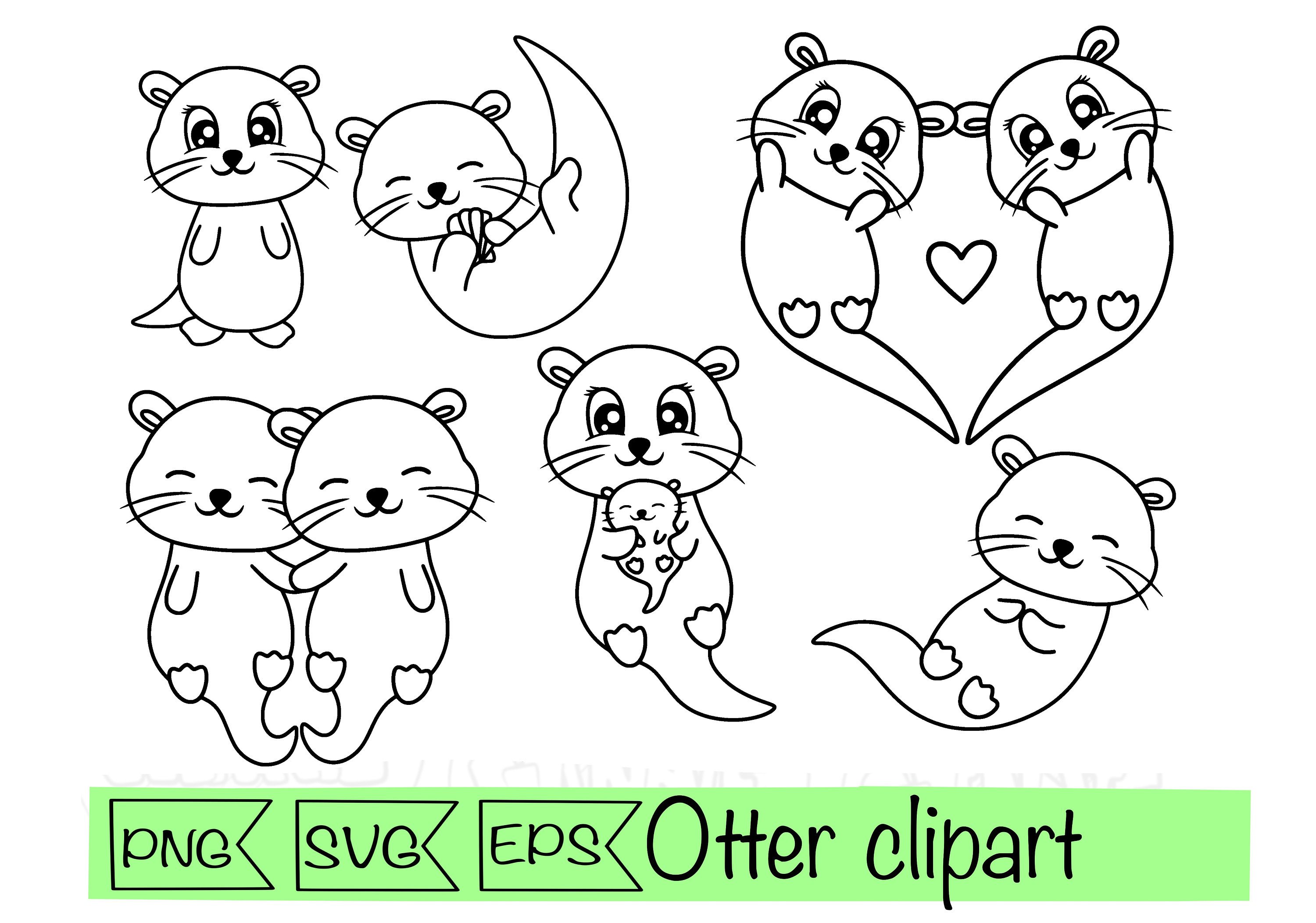 Schattig otter svg overzicht otter SVG schattig otter cricut - Etsy