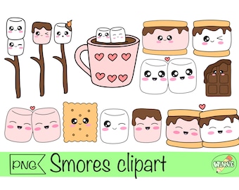 smores clipart marshmallow png digital sticker kawaii food printable sticker smores vector s'more png campfire marshmallow stickers smores