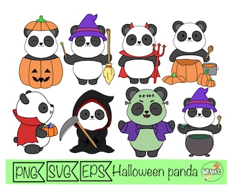 halloween panda svg clipart animal halloween svg cut file sticker for cricut vinyl panda clipart printable kawaii halloween panda sticker