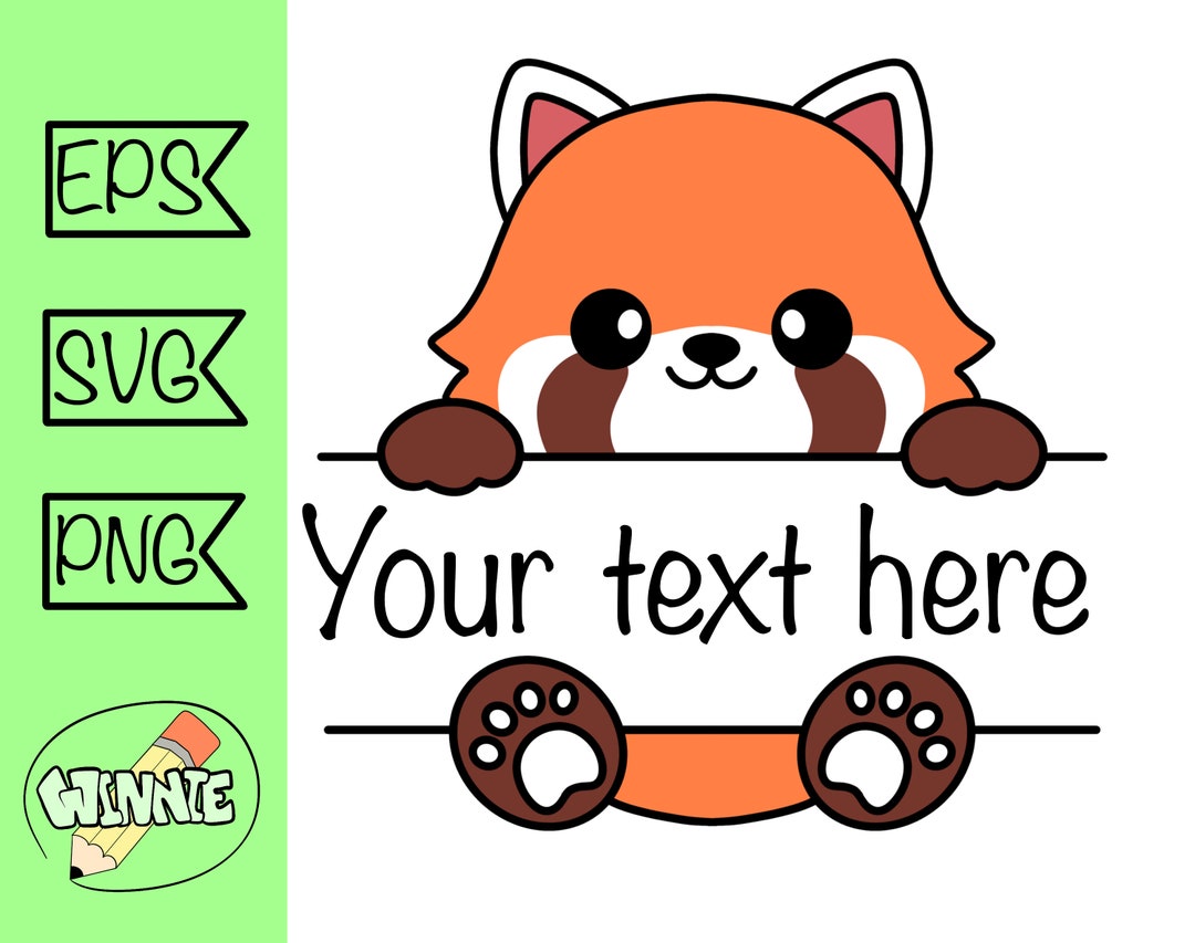 Red Panda Svg Monogram Name Tag Cricut Cut File Kawaii Red Panda Svg ...