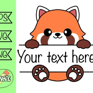 rode panda svg monogram naam tag cricut gesneden bestand kawaii rode panda svg digitale sticker afdrukbare split monogram dier shirt overdracht ontwerp