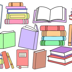 Kawaii Books Clipart Cute Book Clip Art Bookstack Png Digital Bookcase ...