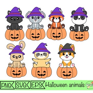 animales de halloween svg lindo animal png pegatina de halloween para cricut archivo de corte animales imprimibles fiesta de halloween calabaza svg clipart de halloween