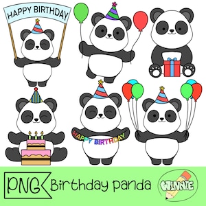 kawaii verjaardag clipart panda verjaardag png digitale sticker panda bullet journal dierlijke verjaardag print planner sticker afdrukbare cartoon