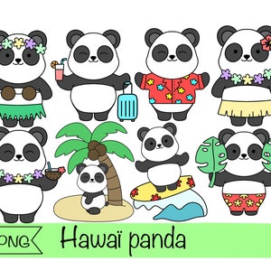 kawaii strand clipart tropische hawaii strand feestbeest panda clipart digitale sticker panda hawaii vakantie bullet journal ontwerp