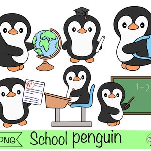 pingüino clipart escuela pingüino graduación png pegatinas digitales pingüino imprimible aula animal escuela kawaii pingüino escuela png clip art