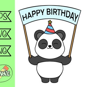 panda aniversário svg clipart bonito panda aniversário png clipart animal panda aniversário camisa svg para cricut adesivos para impressão animal aniversário svg