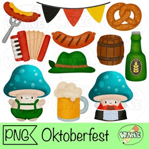 Oktoberfest Watercolor Clipart PNG Oktober Festival Beer Bavarian Party Fall Sublimation German Autumn Instant Download Clip Art