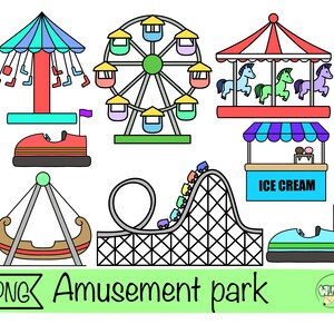 amusement park clipart carnival png planner sticker printable cartoon digital amesement park rollercoaster bullet journal scrapbook