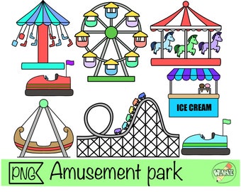 amusement park clipart carnival png planner sticker printable cartoon digital amesement park rollercoaster bullet journal scrapbook