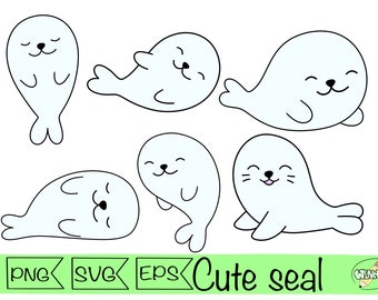seal svg clipart digital stickers kawaii seal cricut file png cute baby seal printable sticker vector sea dog svg png