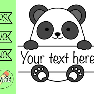 panda monogram svg naam svg panda personaliseren svg split monogram naamplaatje panda beer svg schattig vector cricut gesneden bestand panda clipart tekenfilm