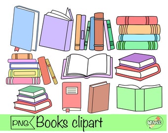 kawaii books clipart cute book clip art bookstack png digital bookcase printable book png reading book bookworm png digital planner sticker