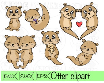 Otter clipart otter svg gesneden bestand cricut schattig otter paar afdrukbare planner sticker otter cricut gesneden kawaii otter paar houden hand png