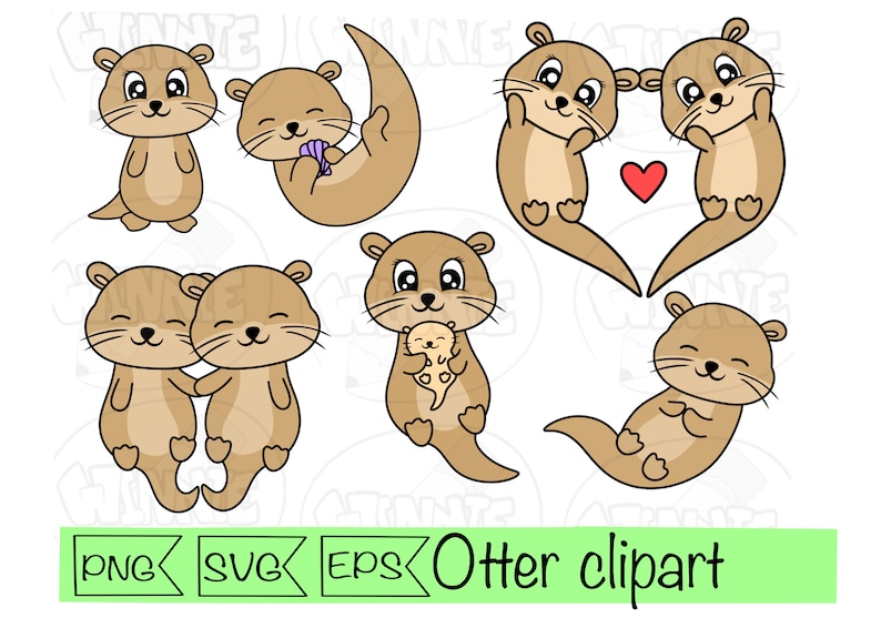 Otter Svg Clipart Cute Otter Clip Art Png Sticker Otters - Etsy