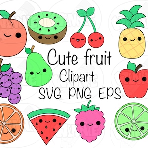 kawaii fruit clipart kawaii food svg fruit digital sticker cricut cut file food illustration vegetables kids printable fruit stickers kawaii