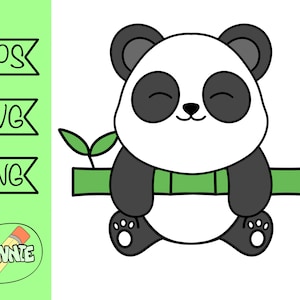 panda svg lindo panda bambú svg archivo cricut corte archivo vector panda pegatina imprimible digital diseño de camiseta oso panda dibujos animados kawaii animal