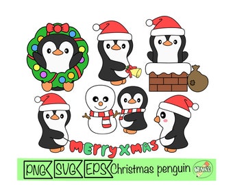 christmas penguin svg clipart christmas penguin svg animal planner sticker printable xmas penguin christmas cartoon scrapbook cute penguin
