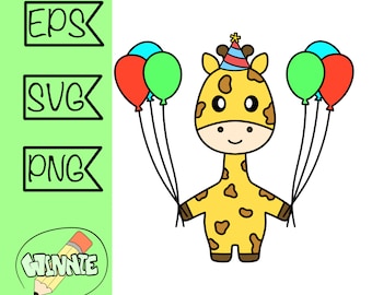 giraffe birthday svg clipart first birthday giraffe png cute baby birthday sticker for cricut animal party svg one year party printable