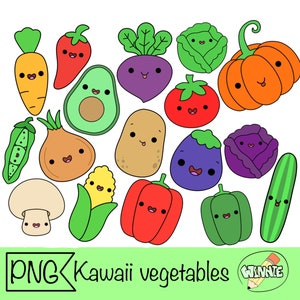 kawaii vegetable clipart kawaii food png cute sticker digital printable cartoon healthy food kawaii clipart for planner kids