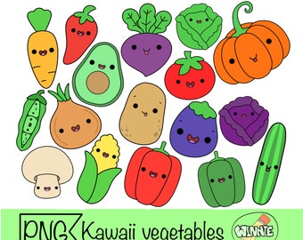 kawaii vegetable clipart kawaii food png cute sticker digital printable cartoon healthy food kawaii clipart for planner kids