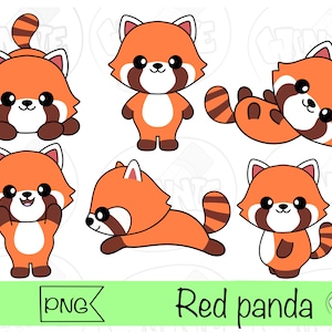 rode panda png schattige rode panda clipart planner sticker ontwerp kawaii dierlijke baby rode panda beer bundel digitale download afdrukbare rode panda