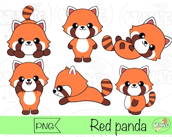 red panda png cute red panda clipart planner sticker design kawaii animal baby red panda bear bundle digital download printable red panda
