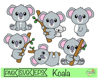 koala svg clipart lindo vector koala svg archivo de corte pegatinas digitales imprimibles koala clipart bebé koala archivo de corte digital koala dibujos animados svg