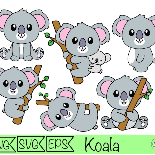 koala svg clipart cute vector koala svg cut file digital stickers printable koala clipart baby koala cut file digital koala cartoon svg