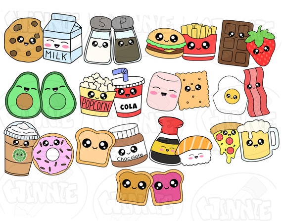 Perfect Match Kawaii Clipart Set Cute Food Clip Art Friendship 