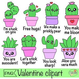 schattige valentijn cactus clipart cactus citaten png Valentijnsdag digitale download cartoon vector kawaii cactus valentijn liefde vetplanten png