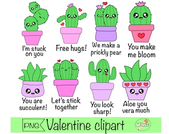 cute valentine cactus clipart cactus quotes png valentines day digital download cartoon vector kawaii cactus valentine love succulents png