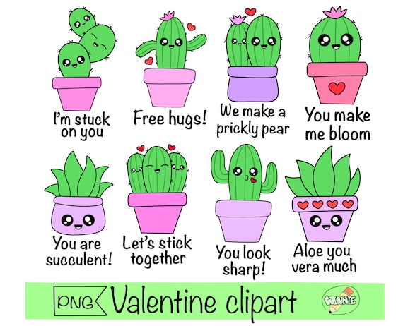 Ser Valentinstag Kaktus Clipart Kakteen Zitate png Valentinstag digital  download Cartoon vektor kawaii Kaktus Valentine Liebe Sukkulenten png -  Etsy.de