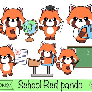 schattige rode panda clipart school panda stickers afdrukbare rode panda stickers dier terug naar school clipart school planner stickers voor kinderen kunst