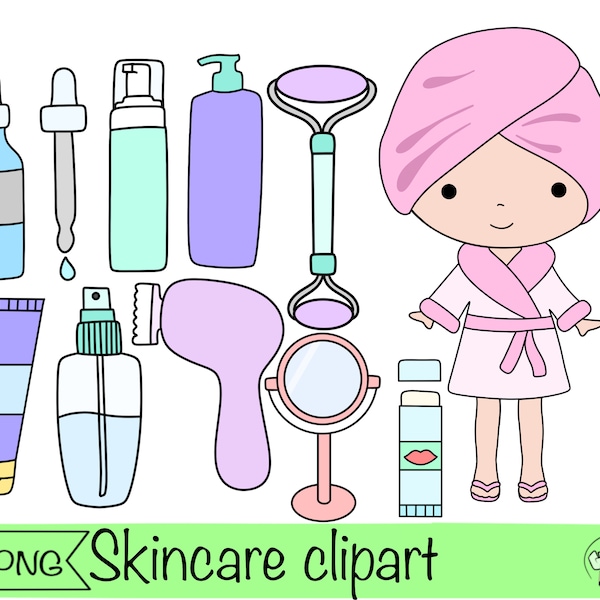 skincare clipart skin care digital sticker spa day png face mask png self love stickers self care clipart cosmatic face roller face creame