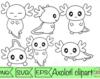 axolotl clipart cute vector axolotl svg clipart kwaii animal digital axolotl svg outline cricut file digital download axolotl shirt design