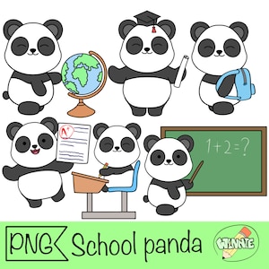 panda clipart escola panda adesivo digital boas notas de volta às aulas clipart professores adesivo imprimível escola animal leitura livro estudo png