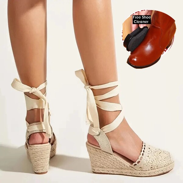 straw lace up sandals