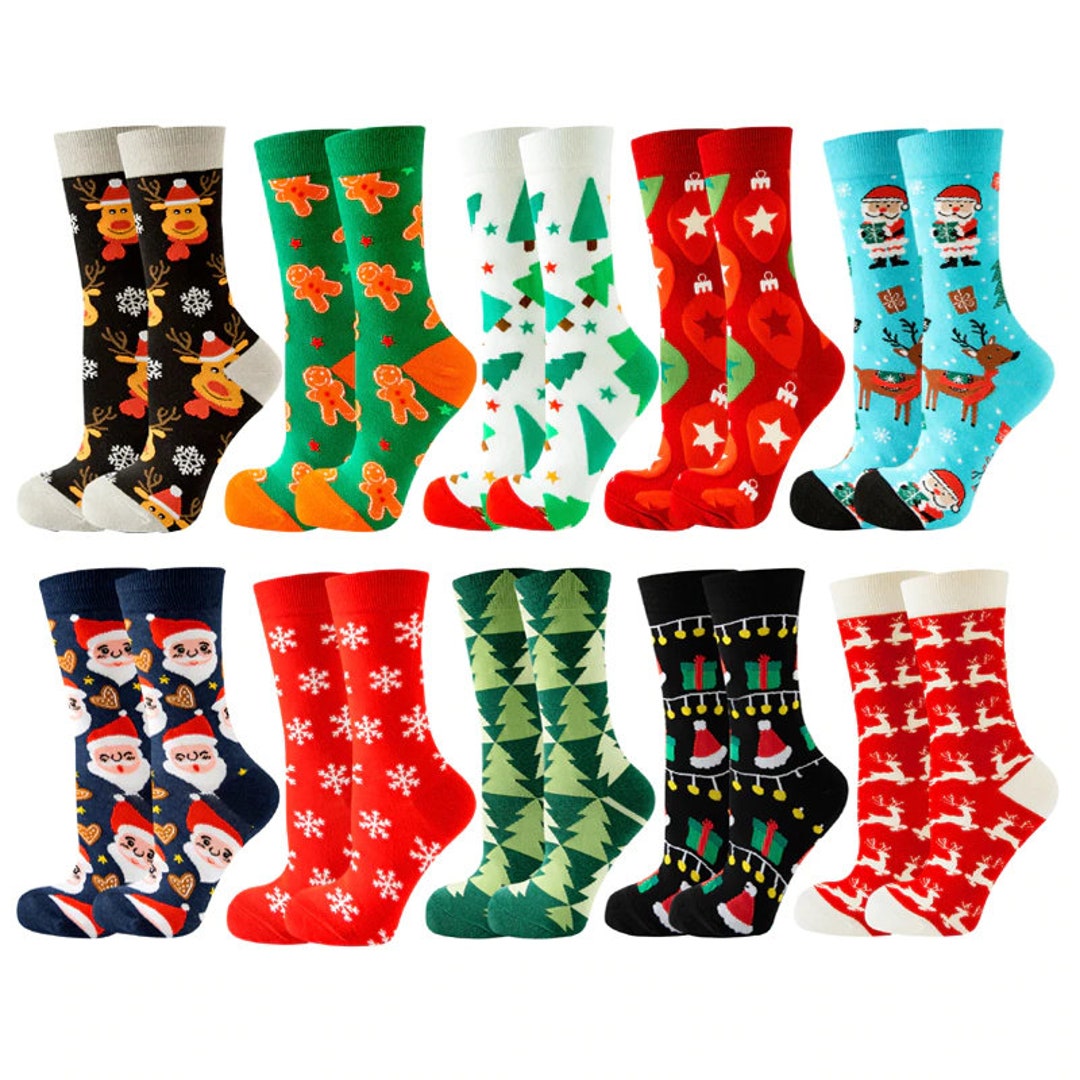 Funny Christmas Socks Gift Set Novelty Holiday Crew Socks for Men ...