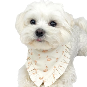 Handmade Floral Dog Bandana – Reversible Cotton Pet Scarf – Custom Flower Print Dog Accessory – Bow Style Dog Neckwear, Dog Scarf, Pet Gift