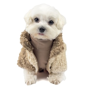 Handmade Sherpa Dog Jacket with Pocket, Warm, Fluffy Shearling Coat for All Breeds, Custom Dog Coat, Gift for Dog, Designer Dog Clothes