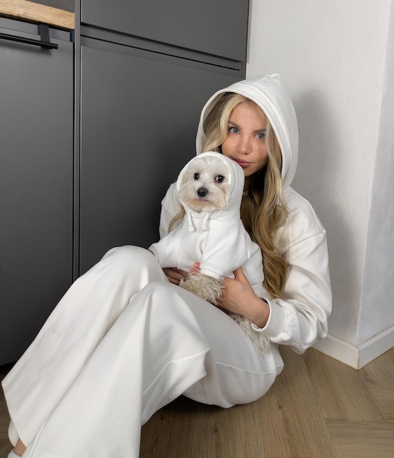 Handmade Dog Owner Matching Tracksuit, Custom Cotton Hoodie Set